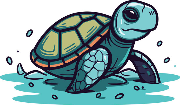 recommend clip art: Cartoon sea turtle on a white background. Vector illustration of a turtle.