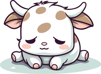 Fototapeta premium Cute cartoon cow. Vector illustration isolated on a white background.