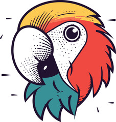 Parrot head vector illustration. Isolated parrot head on white background.