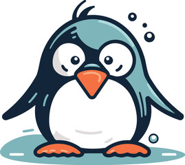Obraz premium Cute cartoon penguin. Vector illustration isolated on white background.