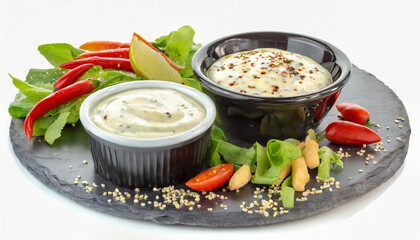 Fototapeta na wymiar Chipotle Ranch salad dressing and dipping sauce isolated on white