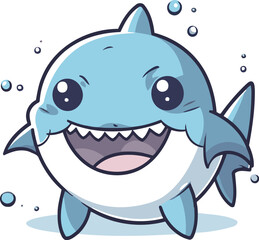 Cute shark cartoon. Vector illustration of a cute smiling shark.