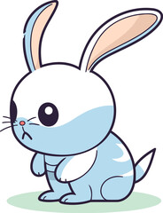 Fototapeta premium Cute cartoon bunny isolated on a white background. Vector illustration.