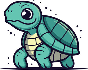 Fototapeta premium Cute cartoon turtle. Vector illustration isolated on a white background.