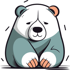 Polar bear. Cute cartoon character. Vector illustration on white background.