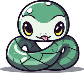 Fototapeta premium Cute snake character cartoon style vector illustration isolated on white background.