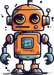 Cute robot. Vector illustration. Isolated on white background.