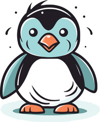 Fototapeta premium Cute penguin. Vector illustration. Isolated on white background.