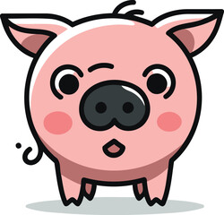 Cute Pig Face Cartoon Vector Icon Illustration