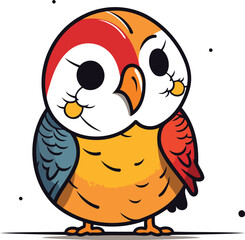 Obraz premium Cute cartoon parrot. Vector illustration isolated on white background.