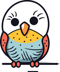 Cute cartoon owl isolated on a white background. Vector illustration.