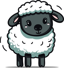 Cute cartoon sheep. Vector illustration isolated on a white background.