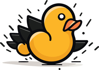 Cute little duckling isolated on white background. Vector illustration.