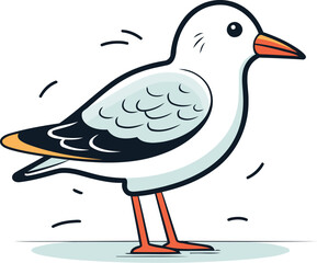 Seagull on a white background. Vector illustration in a flat style.