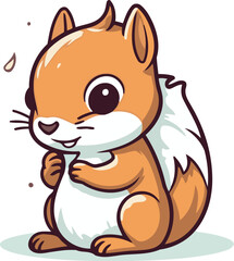 Squirrel cartoon vector illustration isolated on white background. Cute cartoon squirrel icon.