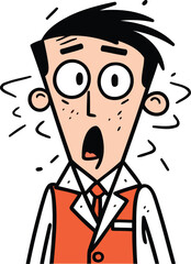 Obraz premium Funny cartoon man with big eyes and surprised expression. Vector illustration.