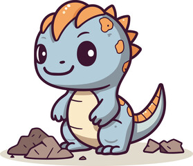 Cute Dinosaur Cartoon Mascot Character. Vector Illustration.