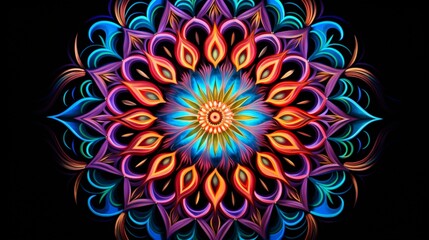 A captivating, radiant mandala, every color gracefully blending into another.