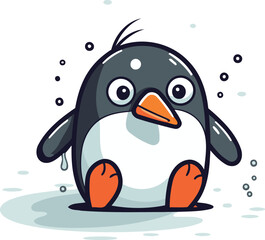 Cute cartoon penguin. Vector illustration on a white background.