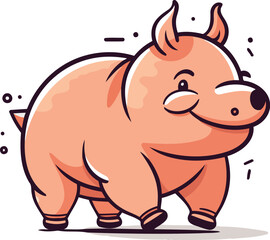 Cute pig cartoon vector illustration. Cute little pig character.