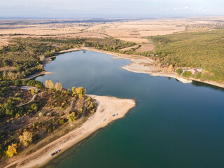 Aerial view of The Forty Springs Reservoir, Bulgaria