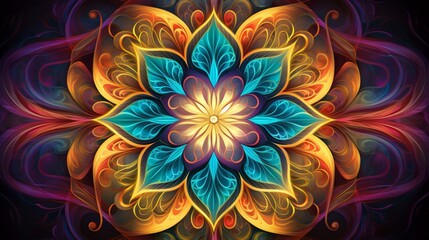 Fototapeta na wymiar a kaleidoscope of radiant colors in perfect harmony, forming a mesmerizing mandala.
