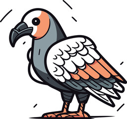 Pigeon bird cartoon doodle hand drawn vector illustration.