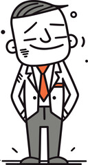 Stickman businessman with sad facial expression. Vector illustration in thin line style.