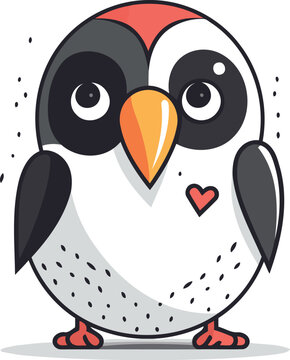 Cute penguin cartoon character. Vector illustration in a flat style.