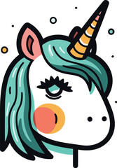 Unicorn head. Cute cartoon character. Vector illustration.