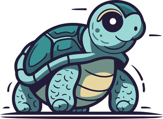 Fototapeta premium Cute cartoon turtle. Vector illustration isolated on a white background.