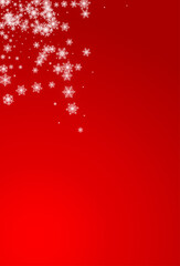 Naklejka na ściany i meble Gray Snowfall Vector Red Background. Light White