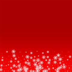 Silver Snowfall Vector Red Background. magic