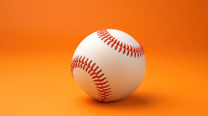 A Baseball isolated on orange background with shadow