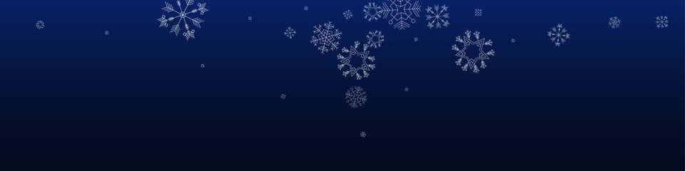 Silver Snowfall Vector Blue Panoramic Background.