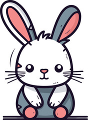 Obraz premium cute rabbit animal cartoon vector illustration graphic design vector illustration graphic design