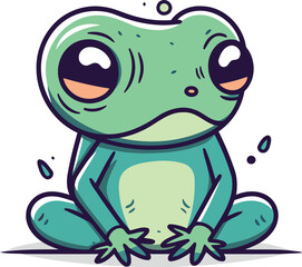 Fototapeta premium Frog cartoon character. Vector illustration of a cute green frog.