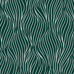 Seamless dark green and white abstract stipe lines pattern background