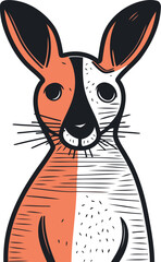 Vector illustration of cute kangaroo. Hand drawn kangaroo isolated on white background.