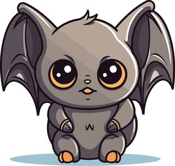 Cute cartoon baby bat isolated on white background. Vector illustration.