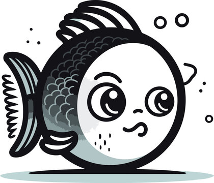 recommend clip art: Cute cartoon puffer fish. Vector illustration on white background.