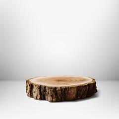 Infinity studio backdrop background with wooden podium for product display