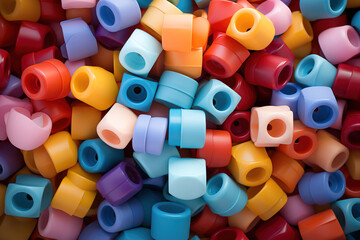 A pile of multicolored plastic beads.