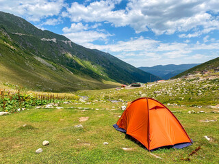 Tent camping on the Black Sea Kavrun plateau.