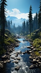 Obraz premium A serene scene of lake with drifting boat.UHD wallpaper