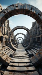 A series os fine lines that make hexagons and rectangular gates.UHD wallpaper