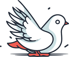 Obraz premium Pigeon flying on white background. Vector illustration in flat style.