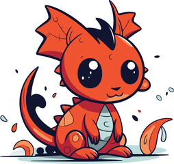 Fototapeta premium Cute cartoon dragon. Vector illustration isolated on a white background.