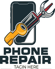 A phone repair logo with a wrench and a phone 