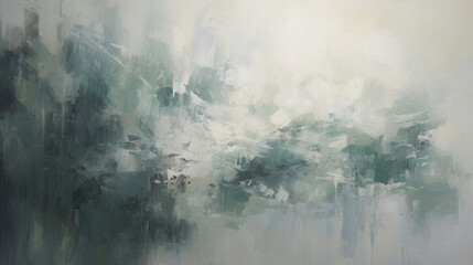 an abstract painting of green and white colors. Expressive Jade color oil painting background